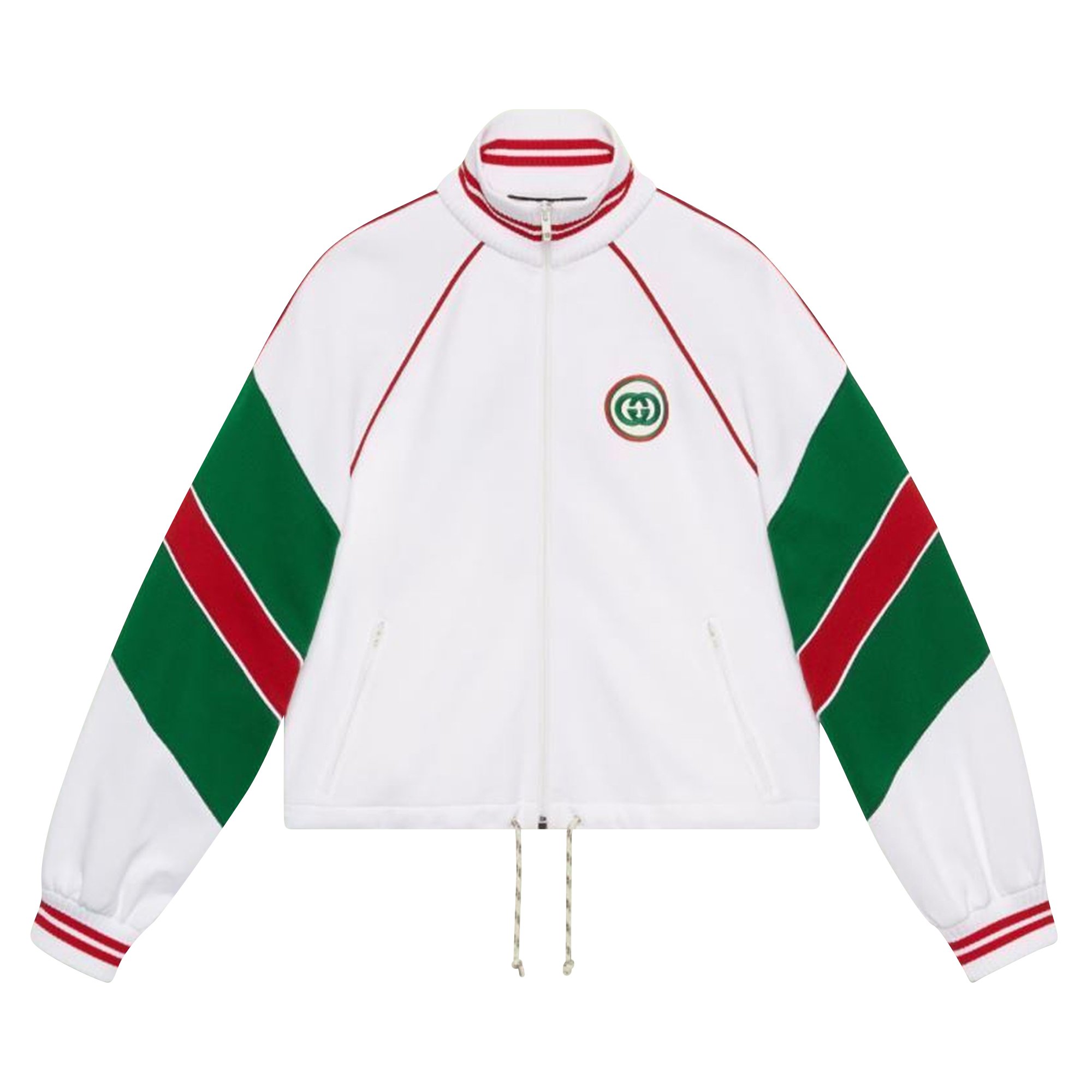 Gucci Jersey Zip Jacket With Web 'White/Multicolor' | GOAT