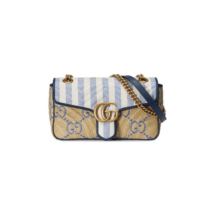 Gucci Marmont Matelasse Shoulder Bag BeigeBlue
