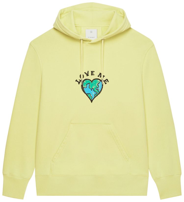 Givenchy Classic Fit Print Hoodie Acid Yellow