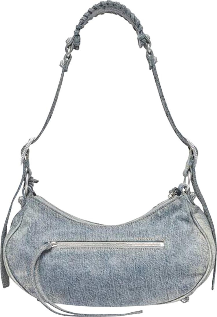 Balenciaga Le Cagole Small Shoulder Bag Denim with Rhinestones Blue