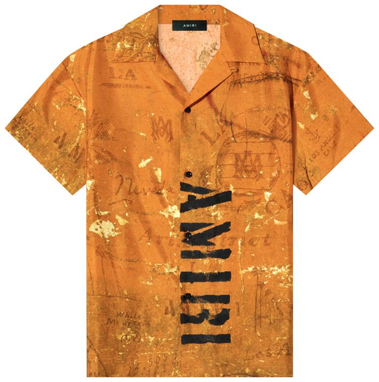 Amiri Army Stencil Camp Shirt Orange