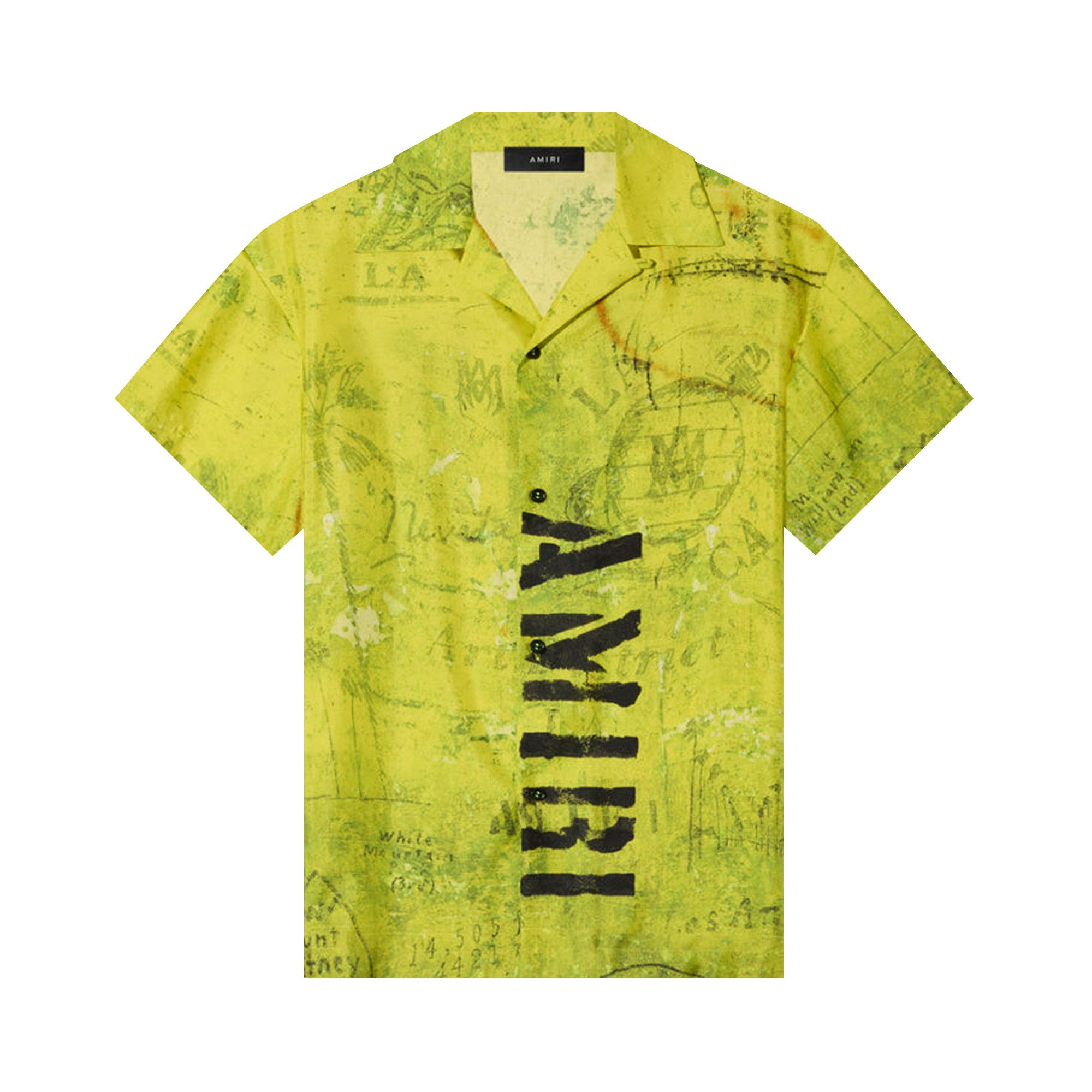 Buy Amiri Army Stencil Camp Shirt 'Lime' - PF22MSS011 360