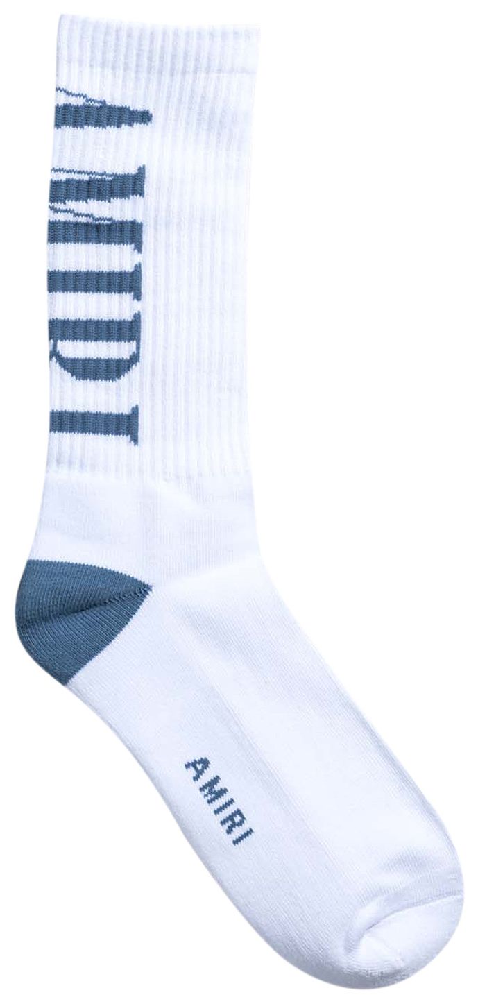 Amiri Vertical Logo Socks WhiteDusty Blue