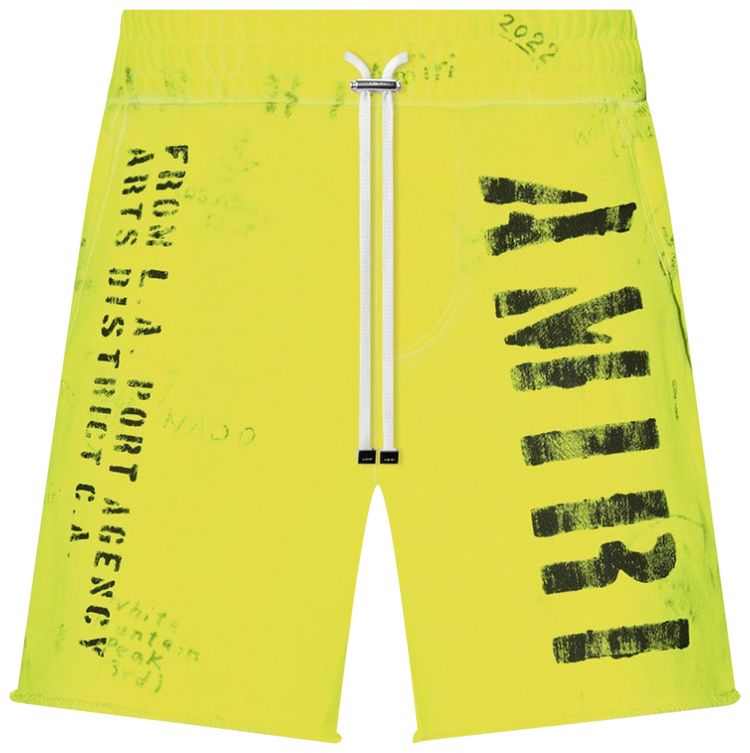 Amiri Army Stencil Sweatshort Lime