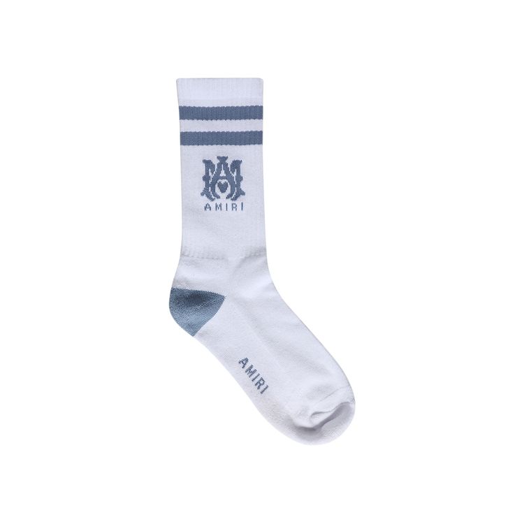 Amiri MA Stripe Socks WhiteDusty Blue