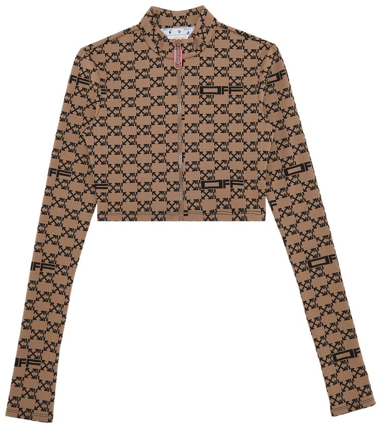 Off White Mono Track Top Brown