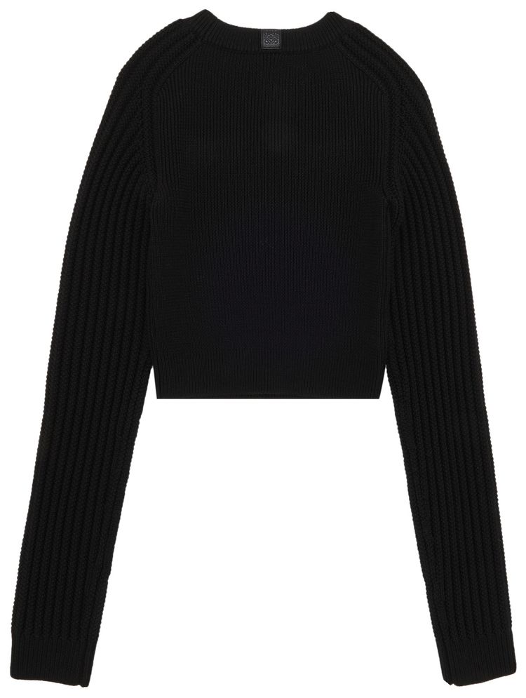 Loewe Cut Out Cropped Sweater Black