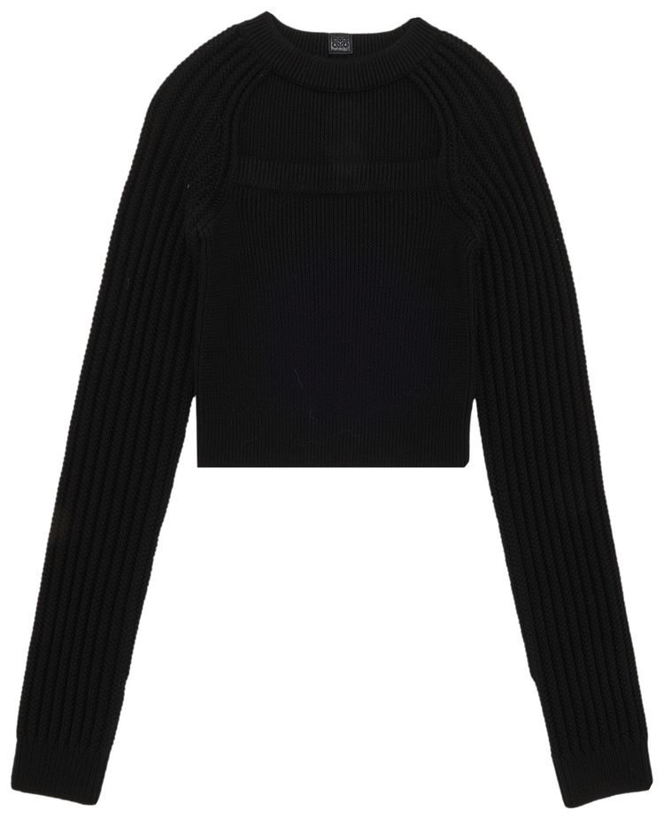 Loewe Cut Out Cropped Sweater Black
