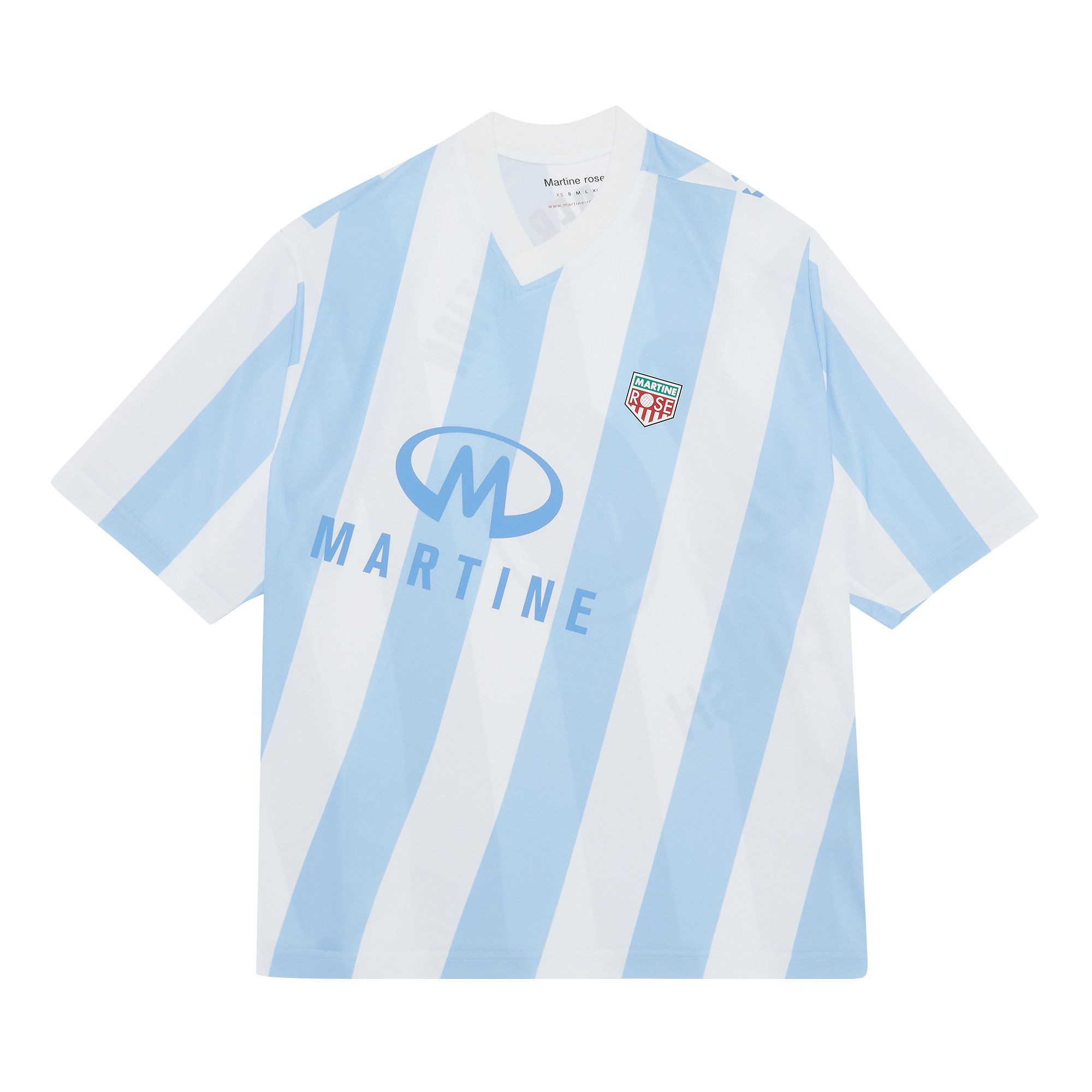 Buy Martine Rose Short-Sleeve Twist Football Top 'White/Light Blue