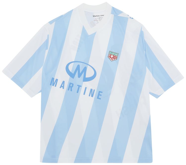 Martine Rose Short Sleeve Twist Football Top WhiteLight Blue