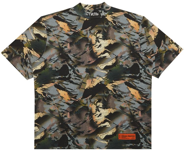 Heron Preston Short Sleeve Turtleneck Camo GreenWhite