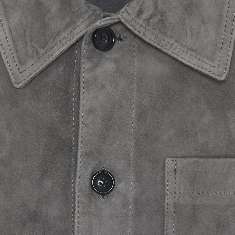 Ami Suede Leather Overshirt Grey