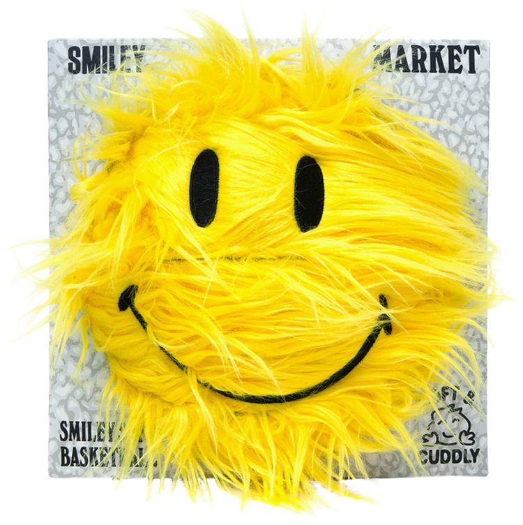 Market Smiley Shaggy Plush Basketball Yellow