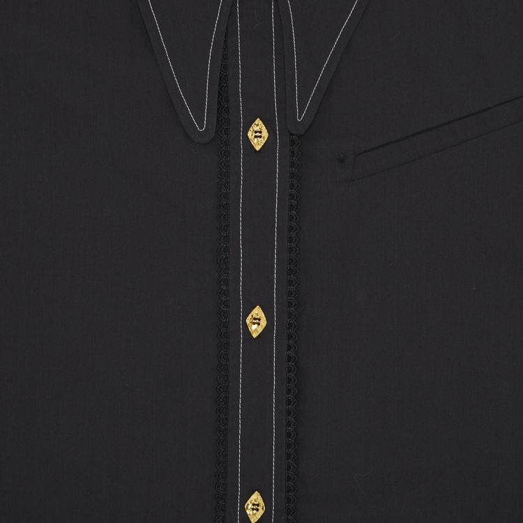 GANNI Cotton Poplin Sleeveless Button Down Shirt Black