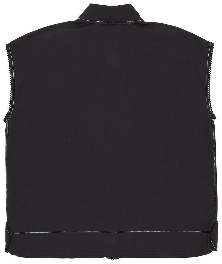 GANNI Cotton Poplin Sleeveless Button Down Shirt Black