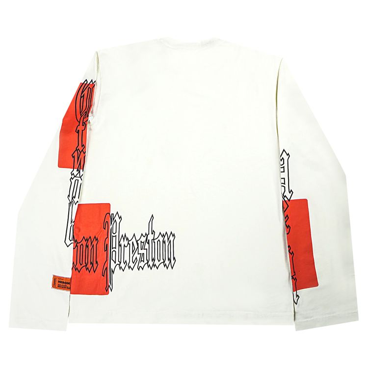 Heron Preston Gothic Color Block Long Sleeve Tee WhiteOrange