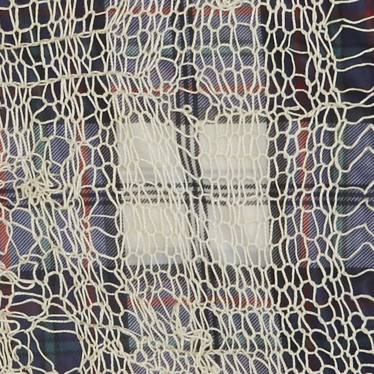 Vintage Comme des Garcons Homme Plus Plaid Layer Knit Sweater IvoryBlue