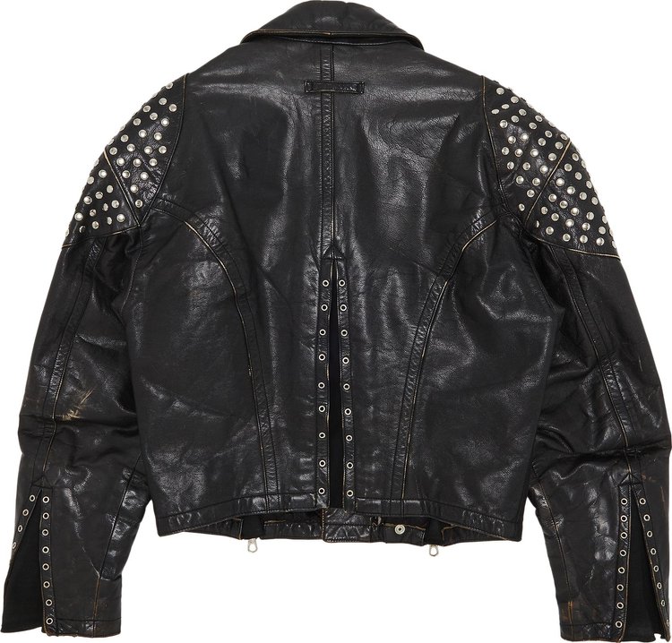 Vintage Jean Paul Gaultier Studded Leather Biker Jacket Black