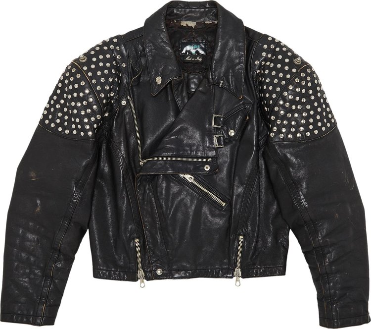 Vintage Jean Paul Gaultier Studded Leather Biker Jacket 'Black'
