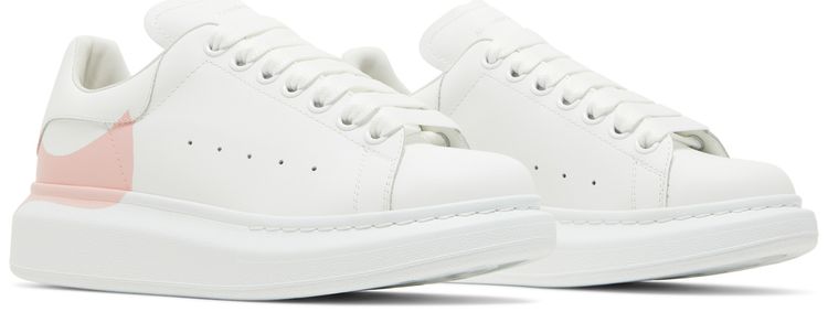 Alexander McQueen Wmns Oversized Sneaker Drop Heel Counter Print   White Rose