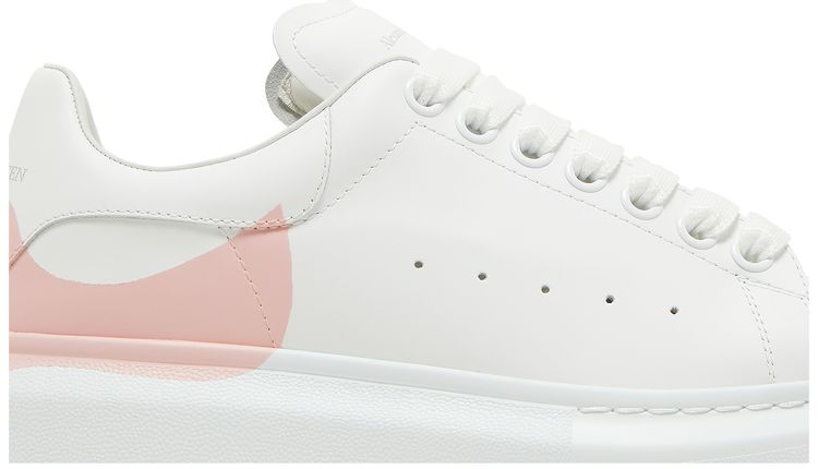 Alexander McQueen Wmns Oversized Sneaker Drop Heel Counter Print   White Rose