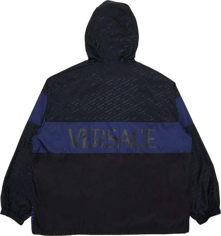 Versace La Greca Print Hooded Jacket BlackBlue