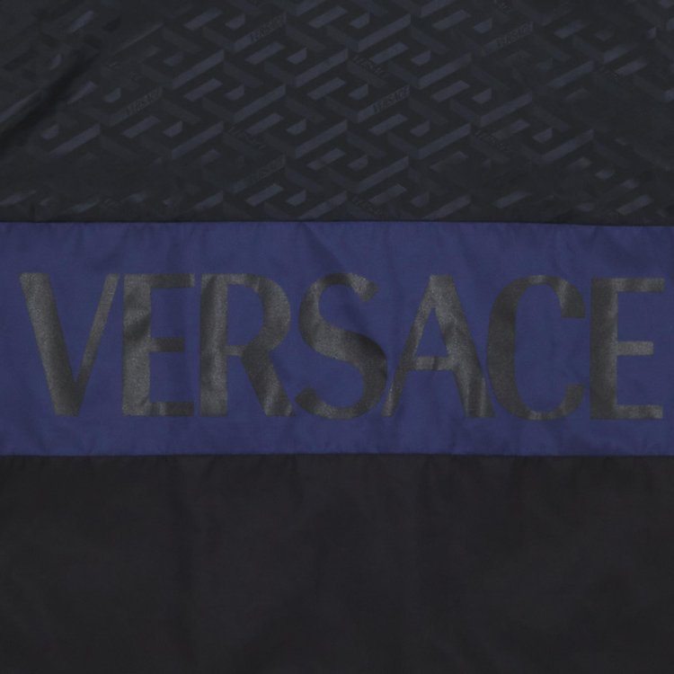 Versace La Greca Print Hooded Jacket BlackBlue