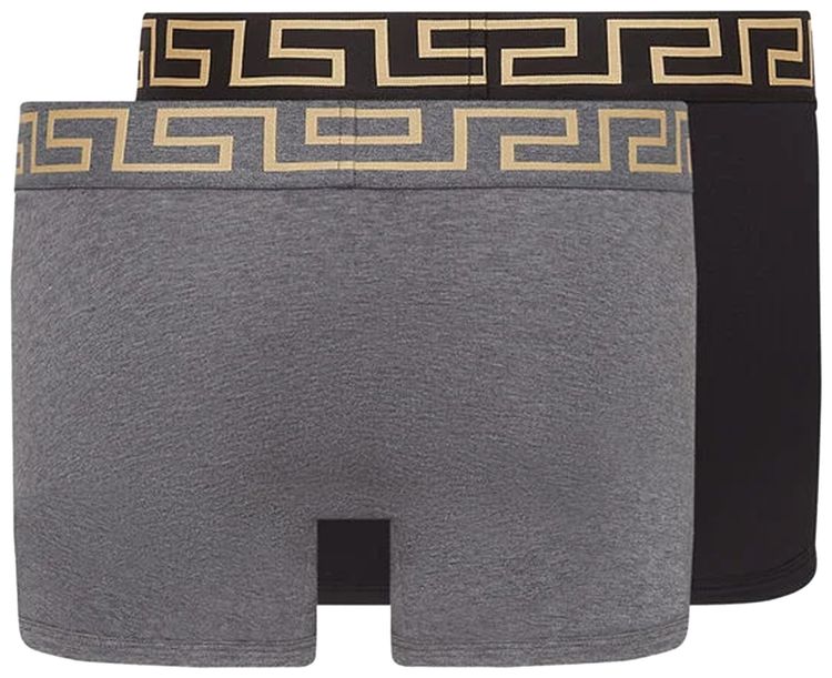 Versace Greca Border Long Trunks 2 Pack GreyBlack