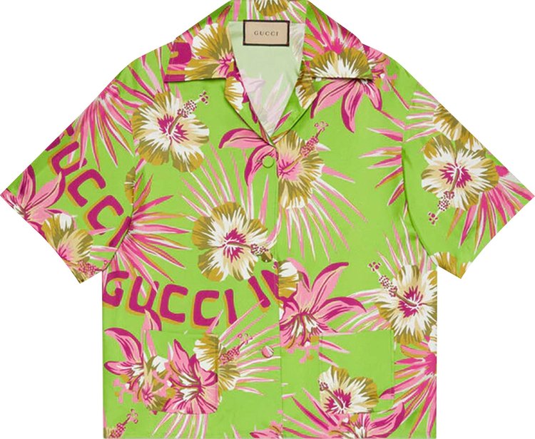 Gucci Floral Silk Bowling Shirt 'Green'