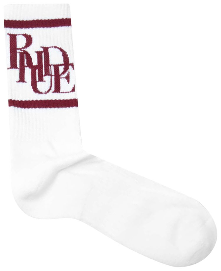 Rhude Scramble Logo Sock WhiteMaroon