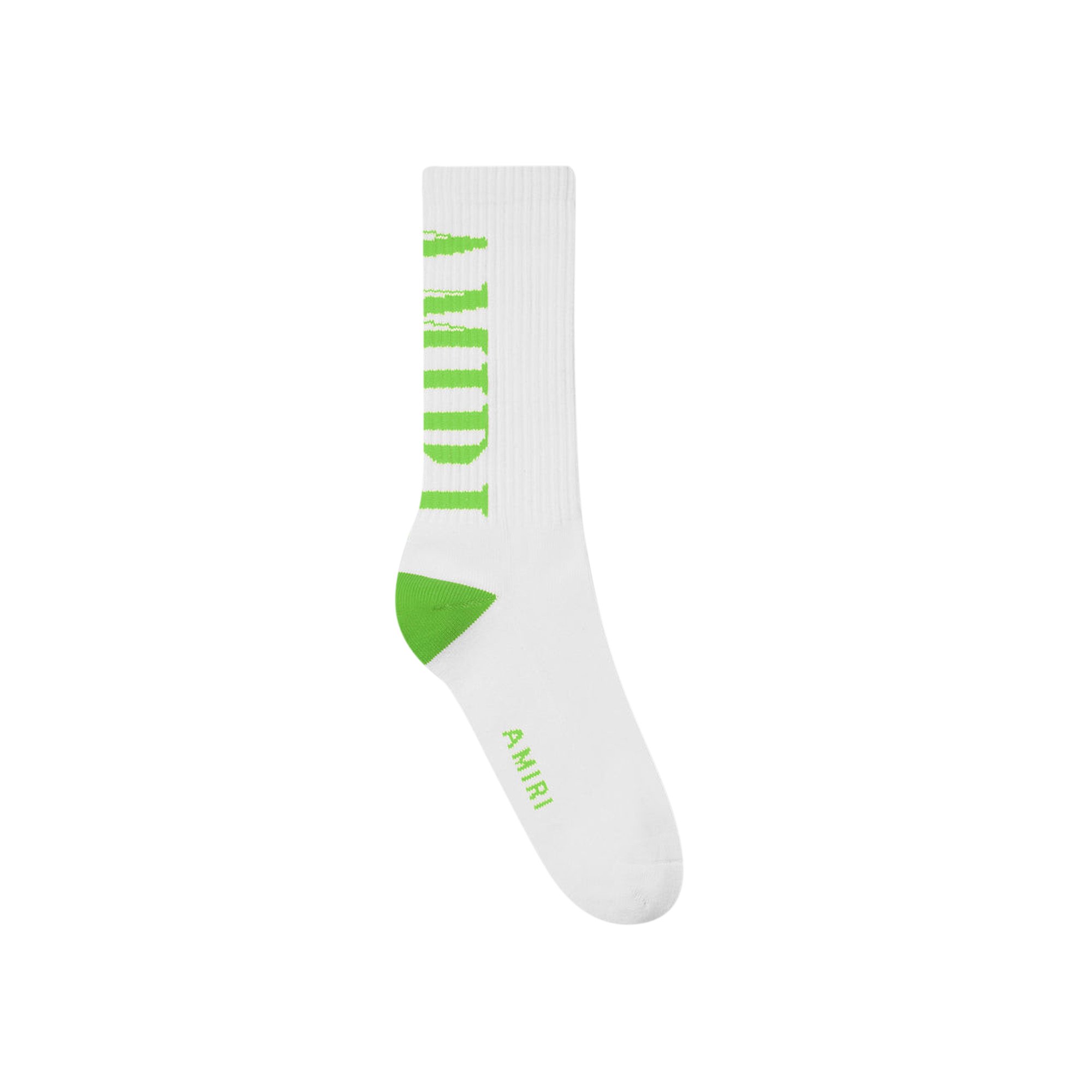 Buy Amiri Vertical Logo Socks 'White/Lime' - PF22MHR002 146 WHIT