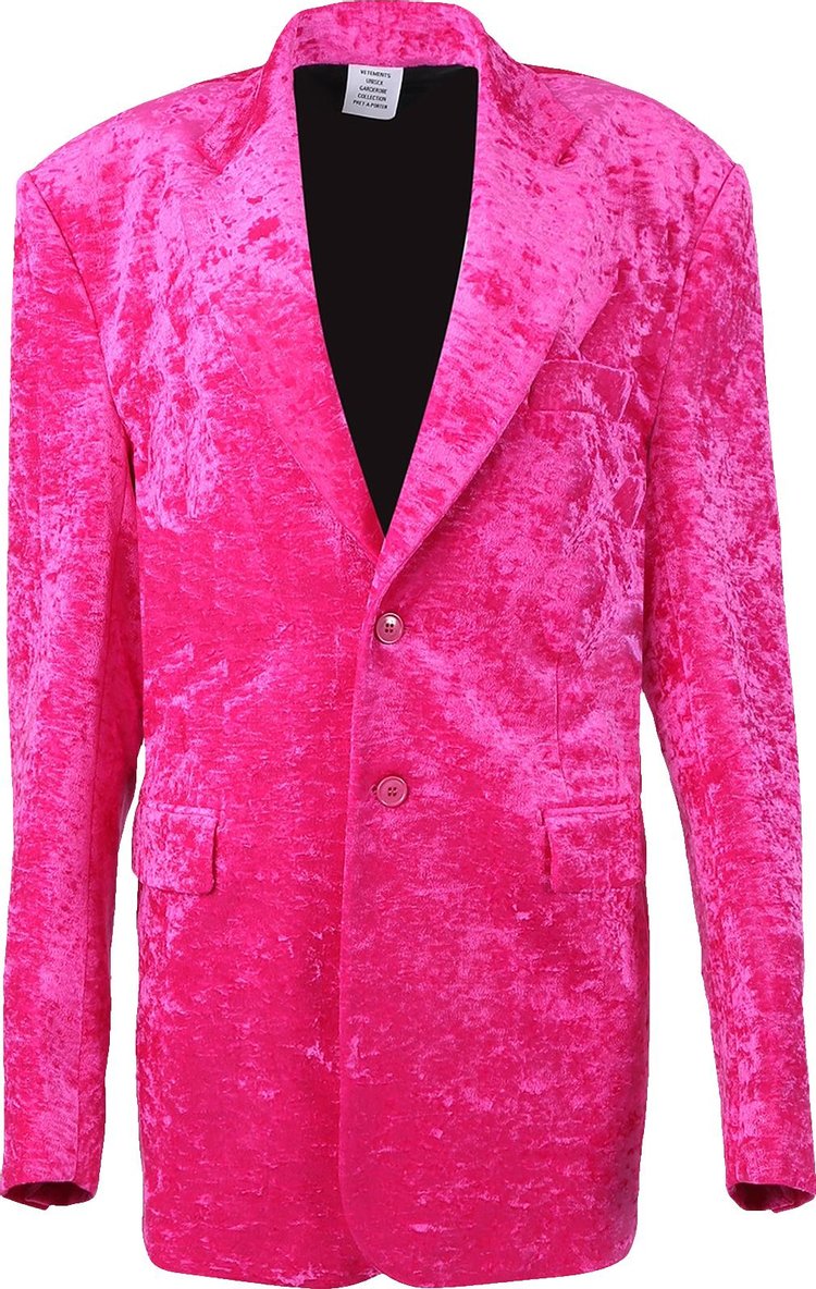 Vetements Boxy Single Breasted Velvet Tailored Jacket 'Pink'