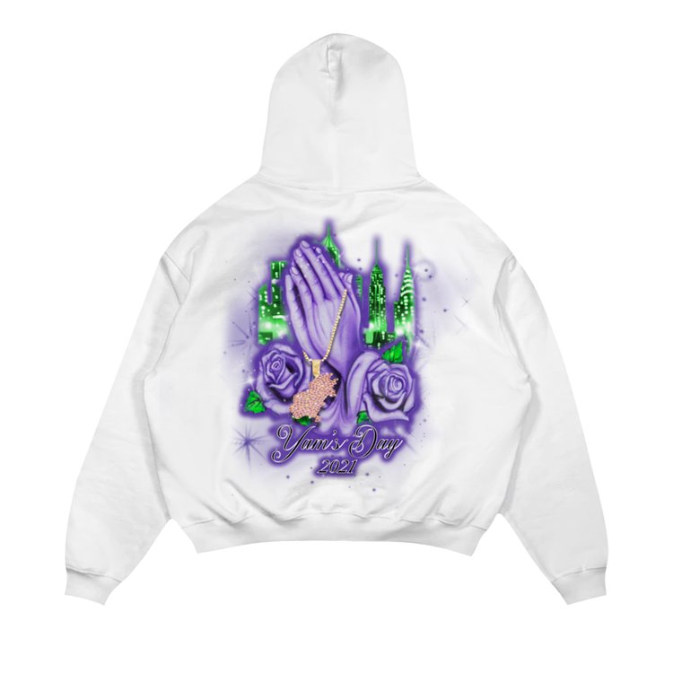 Psychworld x Yams Day 2021 Praying Hands Hoodie White