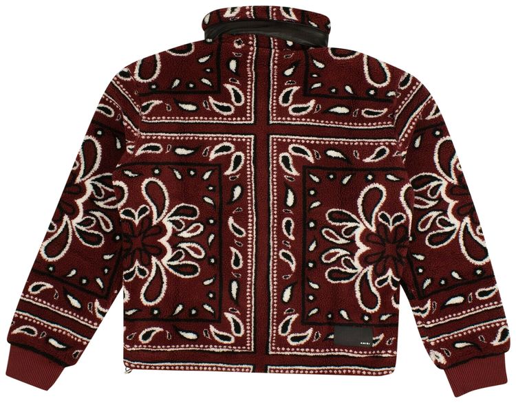 Amiri Printed Bandana Polar Fleece Jacket RedBlack