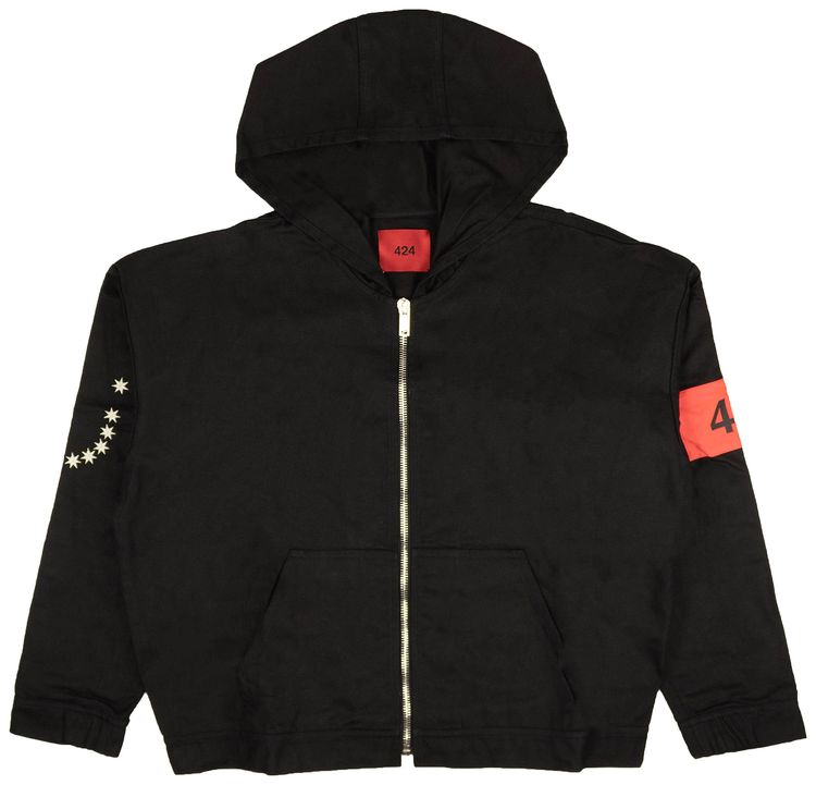 424 Vintage Wash Hooded Jacket Black