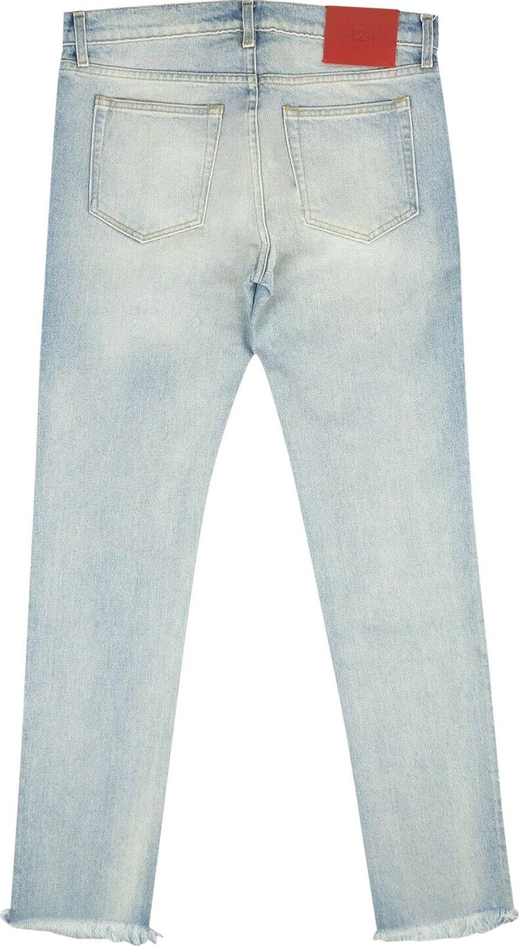 424 Destroyed Straight Jeans Indigo Light Wash