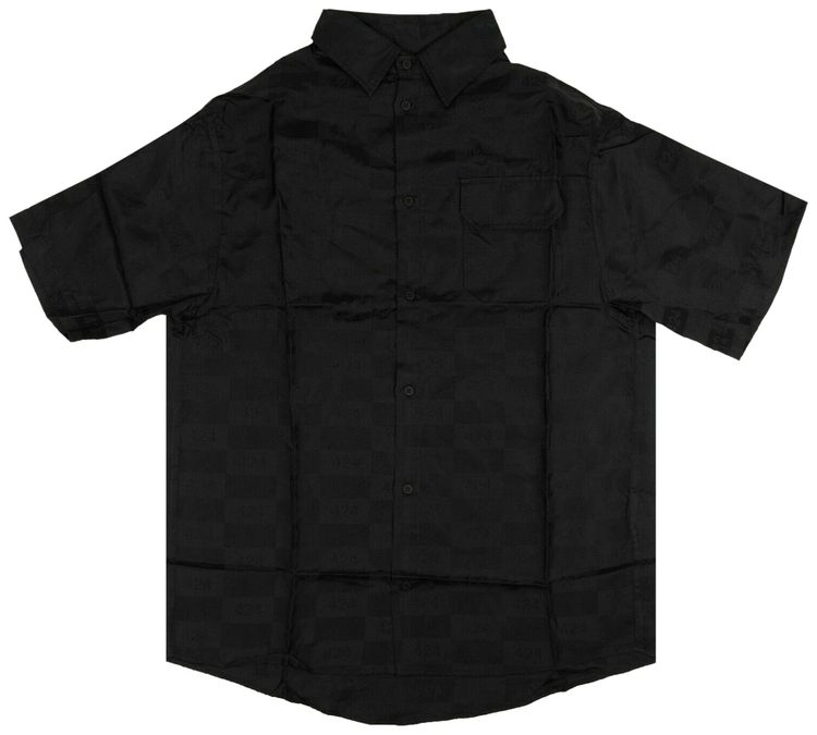 424 Logo Short Sleeve Button Down Shirt Black