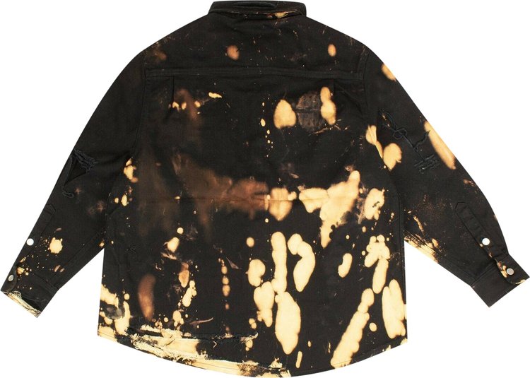 424 Tie Dye Ripped Button Down Shirt BlackYellow