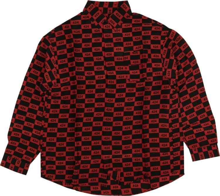 Buy 424 Logo Button Down Shirt 'Red/Black' - 424C PSS20 0022 RED | GOAT