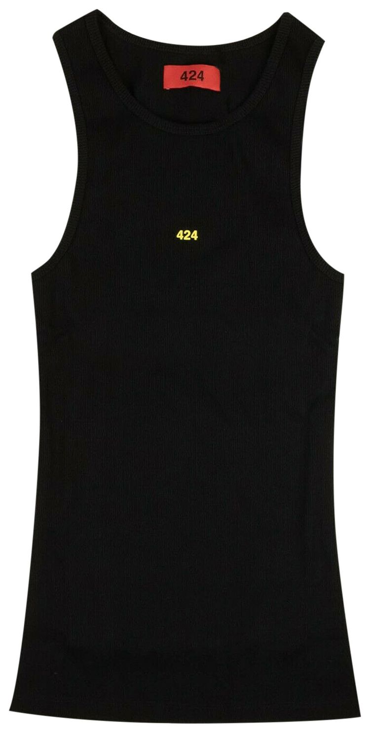 424 Ribbed Logo Tank Top Black