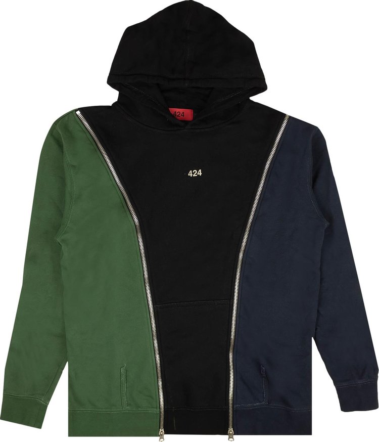424 Reworked Hoodie Sweatshirt 'Black/Navy/Green'