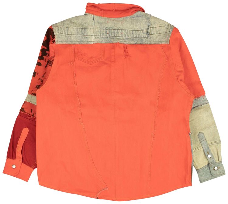 424 Reworked Work Button Down Shirt OrangeBlue