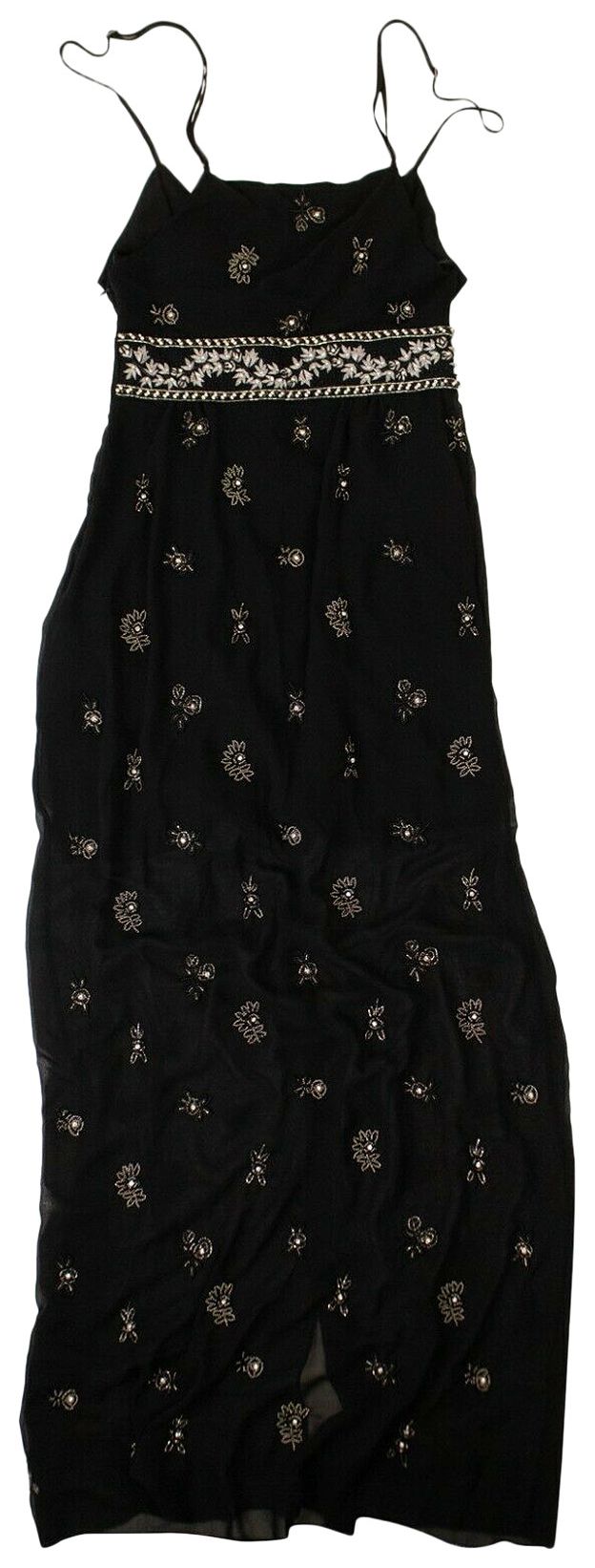 Amiri Embellished Silk Chiffon Midi Dress Black