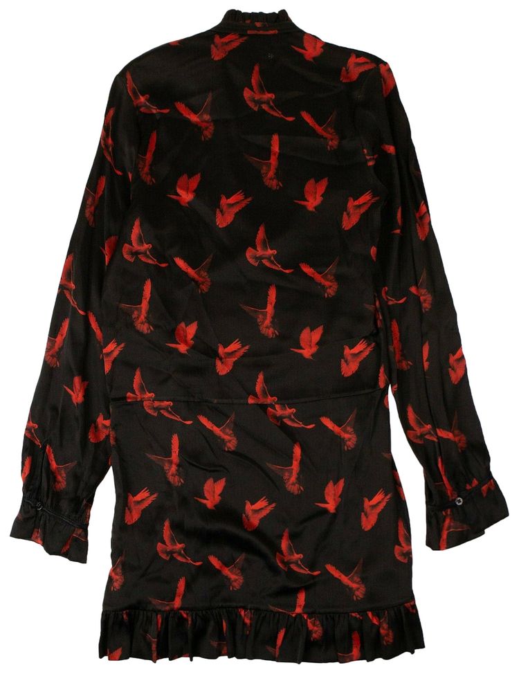 Amiri Dove Short Ruffle Dress Black Red