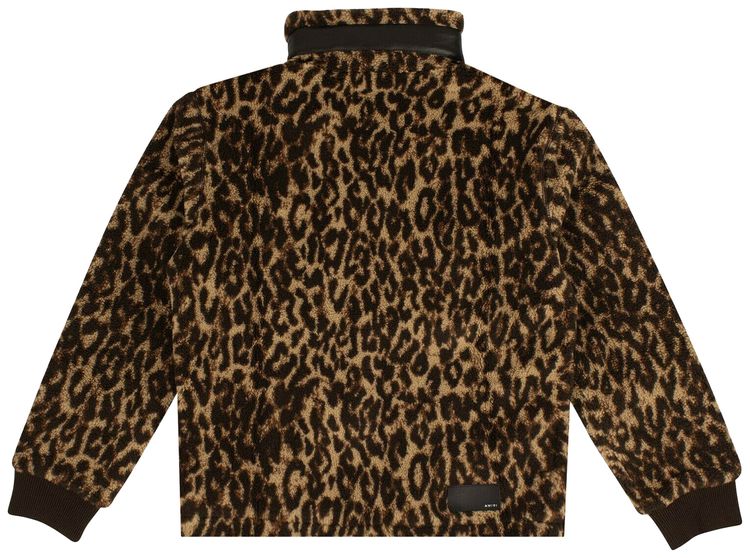 Amiri Leopard Print Fleece Jacket Black