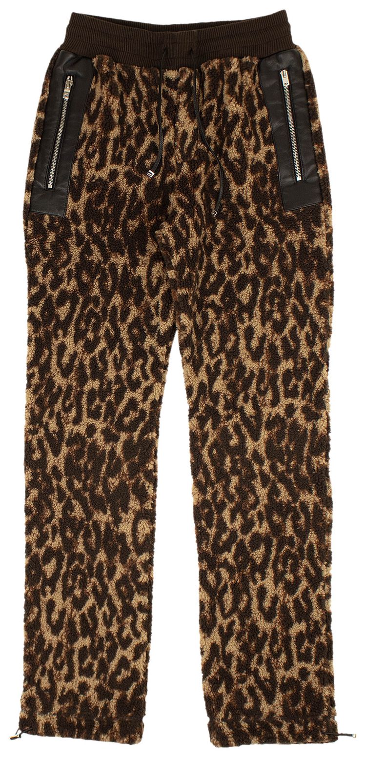 Amiri Leopard Print Fleece Sherpa Pants Multicolor