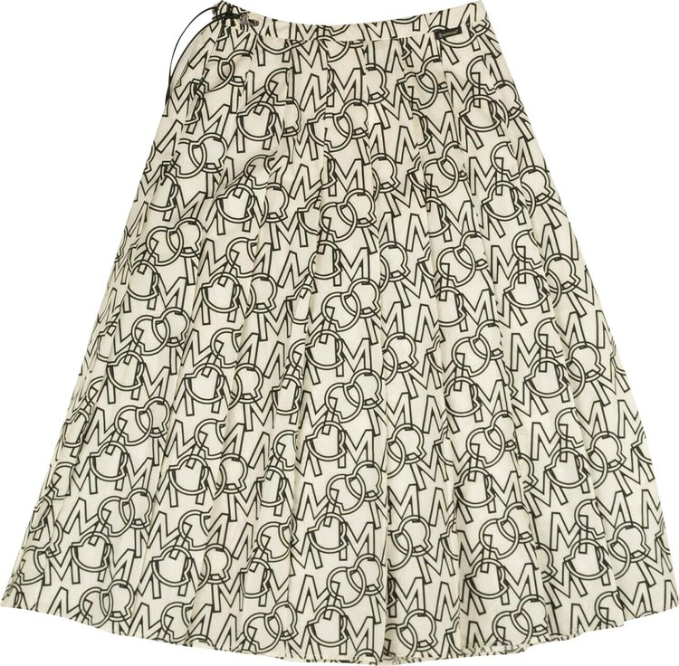 Moncler Logo Print Pleated Skirt 'White/Black'