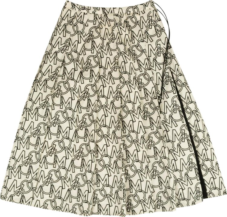 Moncler Logo Print Pleated Skirt WhiteBlack