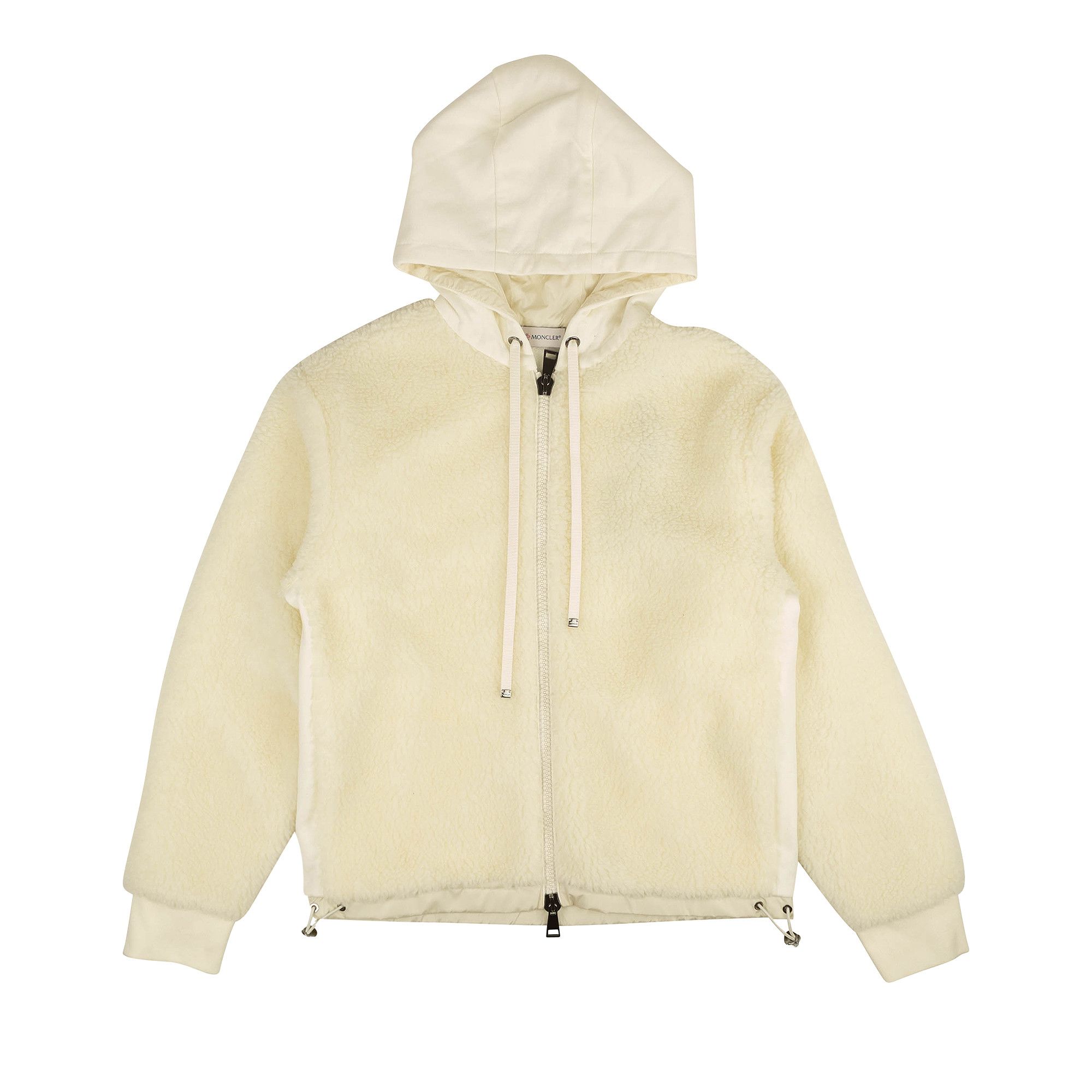 Buy Moncler Maglia Sherpa Zip Up Fleece Hoodie Jacket Cream