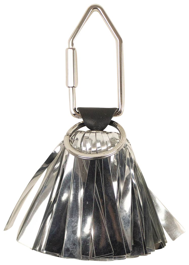 Off White Pom Pom Keyring Silver